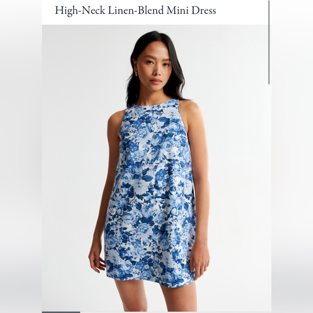 A&F High Neck Linen Blend Mini Dress Size Small
